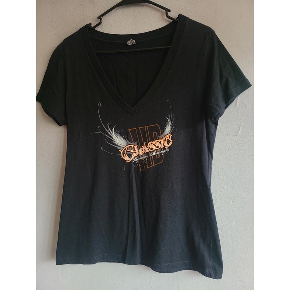 Women's large Harley Davidson black v-neck tee t-shirt Reading PA